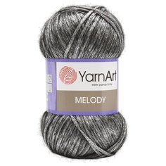 Пряжа YarnArt Melody 100гр 230м (9% шерсть, 21% акрил, 70% полиамид) (887 черное серебро), 5 мотков