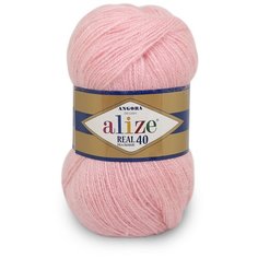 Пряжа для вязания Alize Angora real 40 100 гр. 480м (40% шерсть, 60% акрил) (363 нежная роза), 5 мотков