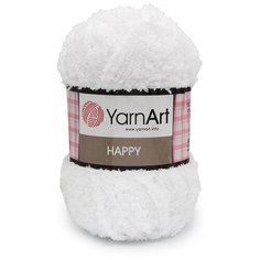 Пряжа YarnArt Happy 100гр 175м (100% микрополиэстер) (770 белый), 4 мотка