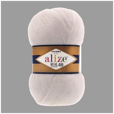Пряжа для вязания Alize Angora real 40 100 гр. 480м (40% шерсть, 60% акрил) (599 слоновая кость), 5 мотков
