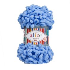 Пряжа для вязания Alize Puffy Fine 100г 14м (100% микрополиэстер) (112 голубой), 5 мотков