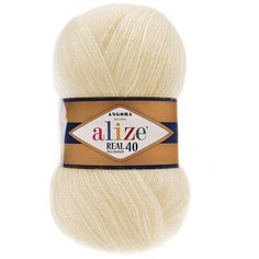 Пряжа для вязания Alize Angora real 40 100 гр. 480м (40% шерсть, 60% акрил) (01 кремовый), 5 мотков
