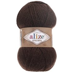 Пряжа для вязания Alize Alpaca royal 100г 250м (55 % акрил - 30 % альпака -15 % шерсть) (201 коричневый), 5 мотков