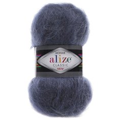 Пряжа для вязания Alize Mohair classic new 100гр. 200м (25%мохер, 24%шерсть, 51%акрил) (411 джинс меланж), 5 мотков