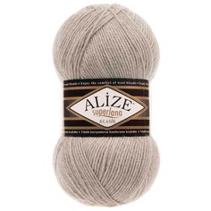 Пряжа для вязания Alize Superlana klasik (однотонная) 100гр. 280м. (75% акрил, 25%шерсть) ТУ (152 беж меланж), 5 мотков