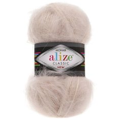 Пряжа для вязания Alize Mohair classic new 100гр. 200м (25%мохер, 24%шерсть, 51%акрил) (67 молочно-бежевый), 5 мотков