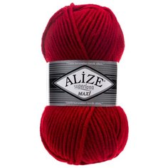 Пряжа для вязания Alize Superlana maxi 100гр. 100м. (75% акрил, 25%шерсть) ТУ (56 красный), 5 мотков