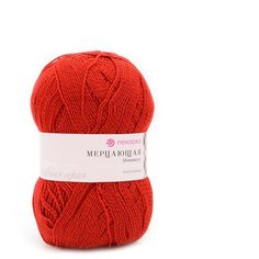 Пряжа Пехорка Мерцающая 100гр. 430м. (96% акрил высокообъемный, 4% метанит) (06 красный), 5 мотков