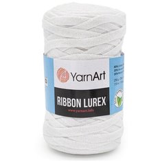 Пряжа YarnArt Ribbon Lurex 250гр 110м (60% хлопок, 20% вискоза, полиэстер, 20% металлик) (721 белый), 4 мотка