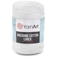 Пряжа YarnArt Macrame cotton Lurex 250гр 205м (75% хлопок, 13% полиэстер, 12% металлик) (721 белый), 4 мотка