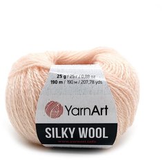 Пряжа YarnArt Silky Wool 25гр 190м (35% шелковая вискоза, 65% шерсть мериноса) (341 пудровый), 10 мотков