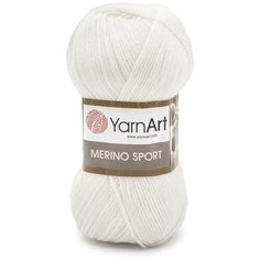 Пряжа YarnArt Merino Sport 100гр 400м (50% шерсть, 50% акрил) (760 белый), 5 мотков