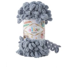 Пряжа для вязания Alize Puffy 100г 9м (100% микрополиэстер) (428 средне- серый), 5 мотков