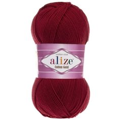 Пряжа для вязания Alize Cotton gold (55% хлопок,45%акрил)ТУ (390 вишня), 5 мотков
