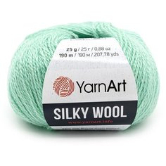 Пряжа YarnArt Silky Wool 25гр 190м (35% шелковая вискоза, 65% шерсть мериноса) (340 мятный), 10 мотков