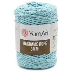 Пряжа YarnArt Macrame Rope 3мм 250гр 63м (60% хлопок, 40% вискоза и полиэстер) (775 светлая бирюза), 4 мотка