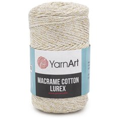 Пряжа YarnArt Macrame cotton Lurex 250гр 205м (75% хлопок, 13% полиэстер, 12% металлик) (724 белое золото), 4 мотка