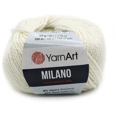 Пряжа YarnArt Milano 50гр 130м (8% альпака, 20% шерсть, 8% вискоза, 64% акрил) (852 молочный), 10 мотков