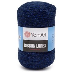 Пряжа YarnArt Ribbon Lurex 250гр 110м (60% хлопок, 20% вискоза, полиэстер, 20% металлик) (740 темно-синий), 4 мотка