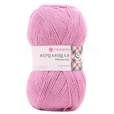 Пряжа Пехорка Мерцающая 100гр. 430м. (96% акрил высокообъемный, 4% метанит) (85 розовая дымка), 5 мотков