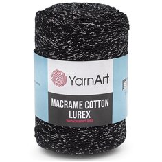 Пряжа YarnArt Macrame cotton Lurex 250гр 205м (75% хлопок, 13% полиэстер, 12% металлик) (723 черное серебро), 4 мотка