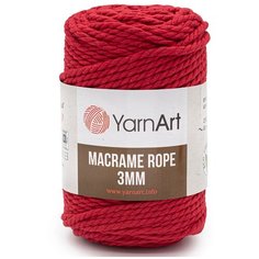 Пряжа YarnArt Macrame Rope 3мм 250гр 63м (60% хлопок, 40% вискоза и полиэстер) (773 красный), 4 мотка