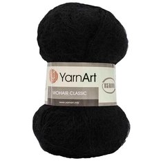 Пряжа YarnArt Mohair 100гр 220м (70% мохер, 30% акрил) (102 черный), 5 мотков