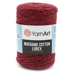 Пряжа YarnArt Macrame cotton Lurex 250гр 205м (75% хлопок, 13% полиэстер, 12% металлик) (739 красный), 4 мотка