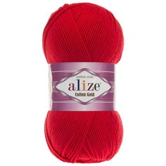 Пряжа для вязания Alize Cotton gold (55% хлопок,45%акрил)ТУ (56 красный), 5 мотков