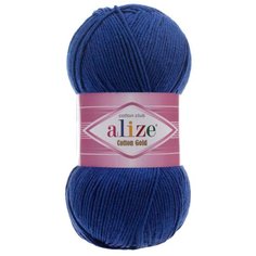 Пряжа для вязания Alize Cotton gold (55% хлопок,45%акрил)ТУ (389 ярко синий), 5 мотков