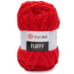 Пряжа YarnArt Fluffy 150гр 70м (100% микрополиэстер) (723 красный), 3 мотка