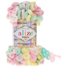 Пряжа для вязания Alize Puffy Color 100г 9м (100% микрополиэстер) (5862 секционный), 5 мотков