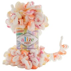 Пряжа для вязания Alize Puffy Color 100г 9м (100% микрополиэстер) (6244 секционный), 5 мотков
