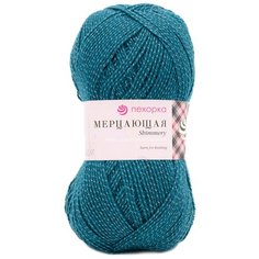Пряжа Пехорка Мерцающая 100гр. 430м. (96% акрил высокообъемный, 4% метанит) (14 морская волна), 5 мотков