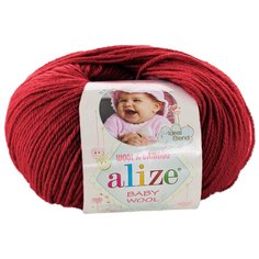 Пряжа для вязания Alize Baby wool 50гр. 175м. (20%бамбук, 40%шерсть, 40%акрил)ТУ (106 темно-красный), 10 мотков