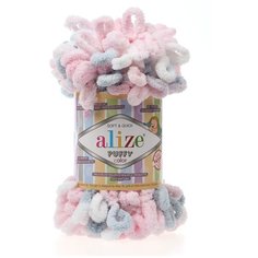 Пряжа для вязания Alize Puffy Color 100г 9м (100% микрополиэстер) (5864 секционный), 5 мотков