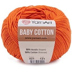 Пряжа YarnArt Baby Cotton 50гр 165м (50% хлопок, 50% акрил) (421 оранжевый), 10 мотков