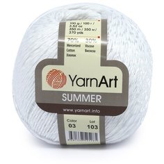 Пряжа YarnАrt Summer 100гр 350м (70% хлопок, 30% вискоза) (03 белый), 4 мотка