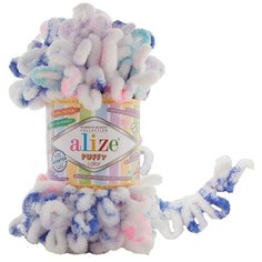 Пряжа для вязания Alize Puffy Color 100г 9м (100% микрополиэстер) (6245 секционный), 5 мотков