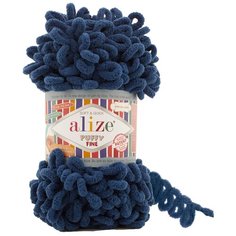 Пряжа для вязания Alize Puffy Fine 100г 14м (100% микрополиэстер) (93 петроль), 5 мотков