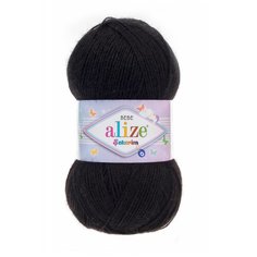 Пряжа для вязания Alize SEKERIM BEBE 100гр. 320м (100% акрил) (60 черный), 5 мотков