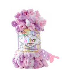 Пряжа для вязания Alize Puffy Color 100г 9м (100% микрополиэстер) (6051 секционный), 5 мотков