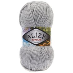 Пряжа для вязания Alize BURCUM KLASIK 100гр. 210м (100% Aкрил) (21 серый меанж), 5 мотков