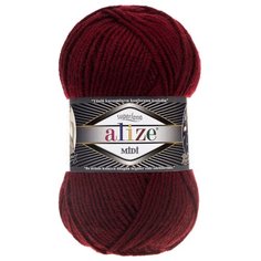 Пряжа для вязания Alize SUPERLANA MIDI 100гр. 170м (25% Шерсть - 75% Aкрил) (57 бордовый), 5 мотков