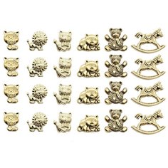 Набор декоративных пуговиц Игрушки-зверюшки, AG/золото, 24 шт Astra & Craft