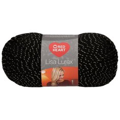 Пряжа для вязания Red Heart Lisa Lurex 50гр 133м (97% акрил, 3% полиэстер) (00011 черный с золотом), 10 мотков