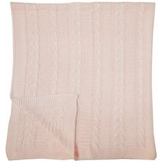 Плед вязаный Папитто "Косичка" однослойный, 90x100 см (цвет: розовый)