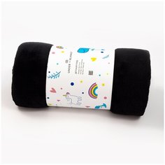 Детский плед велсофт 90х110 черный Under the Blanket