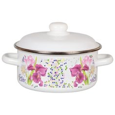 КАСТРЮЛЯ ЭМАЛИРОВ. "МОЗАИКА" БЕЛОСН. 3 Л МЕТАЛ. КРЫШКА "СТАЛЬЭМАЛЬ" 1RB201M