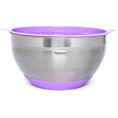 Миска Fissman 24x13,5 см/4,5 л с крышкой, цвет лиловый, нержавеющая сталь (5116)